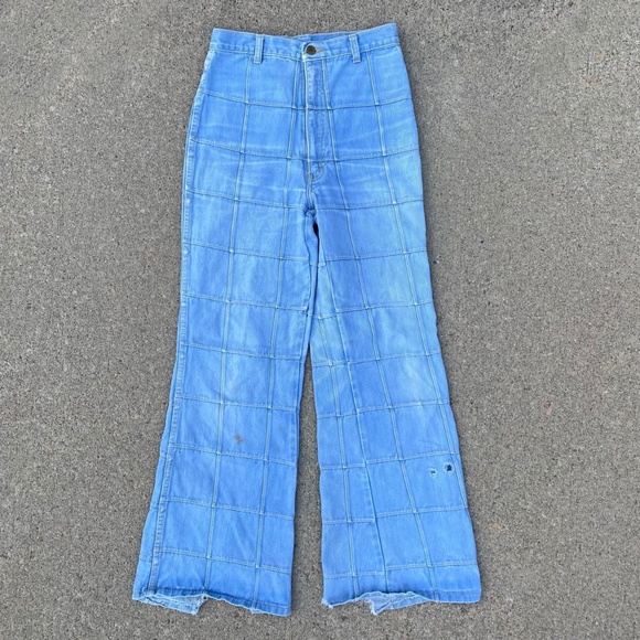 Vintage 1970's Brittania Pentimento Windowpane Bell Bottoms Flares - Picture 1 of 4